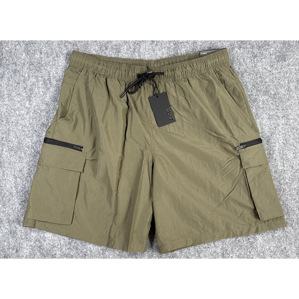 CSG Cargo City Wind Shorts Mens XL Olive Green 8 Inch Inseam NWT
